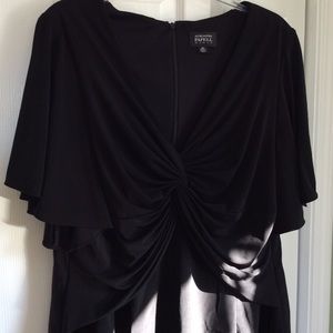 ADRIANNA PAPPEL black flutter sleeve dress 18W